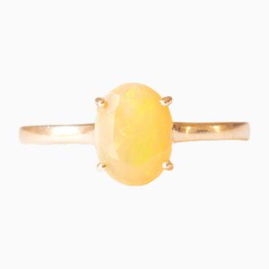 Solitaire Ring in 10k Yellow Gold with Yellow Opal, 2014