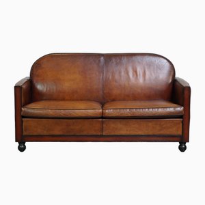 Art Deco 2-Sitzer Sofa mit Holzveredelung