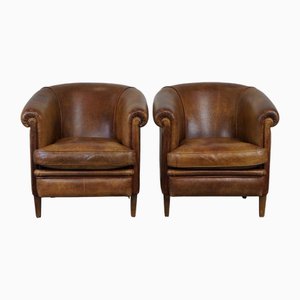 Fauteuils Club Vintage en Cuir, Set de 2