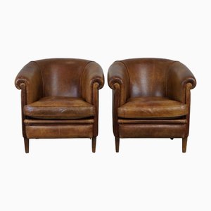 Vintage Leather Club Chairs, Set of 2
