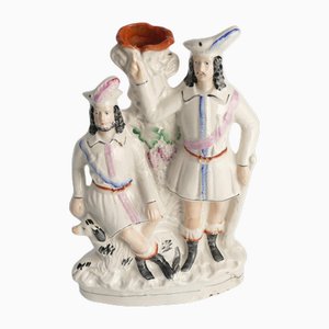 Vase Robin des Bois et Little John Spill Victorien par Staffordshire, 1860s