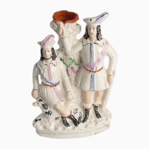 Victorian Robin Hood and Little John Spill Vase by Staffordshire, 1860s