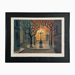 Toffoli, Floor Lamp, 20th Century, Lithograph, Framed