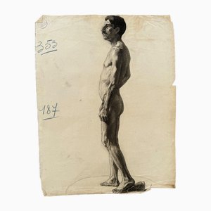 Berger Dit Lheureux Biloul, Academic Nude, Charcoal, 20th Century