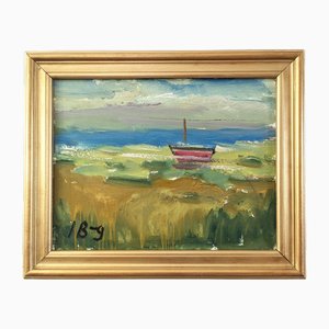 Coastal Splendour, Oil Painting, 1950s, Framed