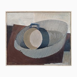 Pot and Bowl, Oil on Board, 1950s, Framed