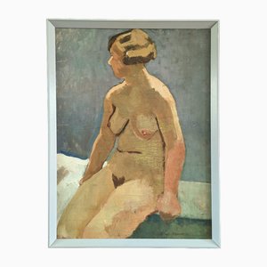 Female Form, Oil on Canvas, 1950s, Framed