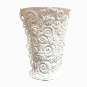 Vintage Vase mit weißem Gesicht aus Biskuitporzellan von Kaiser, West Germany, 1970er