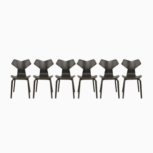 Chaises de Salle à Manger Modèle Grand Prix Noires par Arne Jacobsen pour Fritz Hansen, 2019, Set de 6