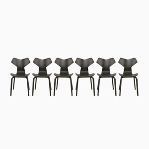 Model Grand Prix Black Dining Chairs by Arne Jacobsen for Fritz Hansen, 2019, Set of 6
