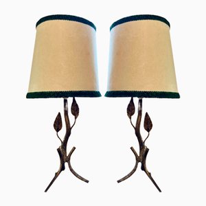 Vintage Bedside Lamps in Wrought Iron, 1950, Set of 2