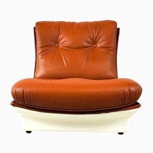 Space Age Leather Lounge Chair attributed to Airborne International, 1980s