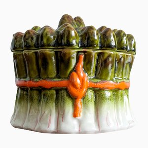 Salsiera di asparagi in maiolica, Italia, anni '70