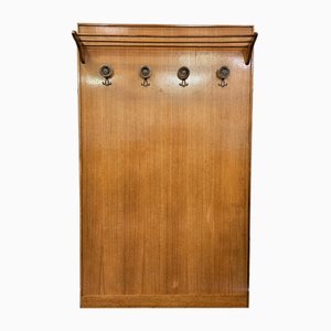 Appendiabiti da parete in legno con grucce in ottone, 1950