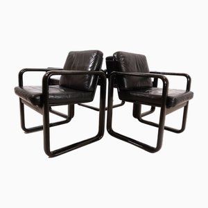 Rosenthal Hombre Leather Dining Chairs by Burkhard Vogtherr, 1970s, Set of 4