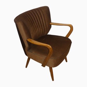 Cocktail Chair with Brown Armrests, 1950s