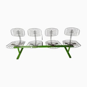 Four-Seater Metal Bench by Michel Cadestin, 1974
