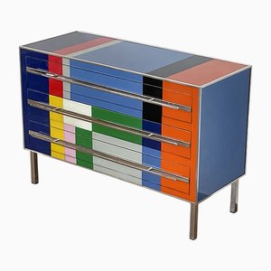 Dresser with 3 Glass Drawers, 1980s
