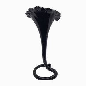 Calla Lilly Vase in Black Opaline, 1980