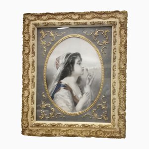 École d'Artiste Française, Portrait de Femme, Années 1920, Aquarelle, Encadré