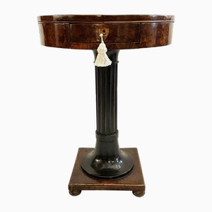 Empire Italian Inlaid Coffee Table Circular with Drawer, 1800s