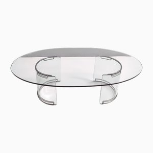 Oval Glass Coffee Table Mod. Adam by Luigi Massoni for Gallotti & Radice, Italy, 1970s