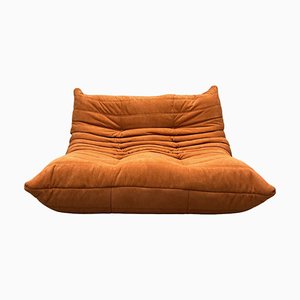Orangefarbenes Vintage Togo Zwei-Sitzer Sofa von Ligne Roset