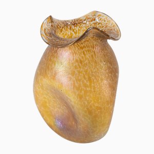 Vase Art Nouveau en Verre Ambré Irisé