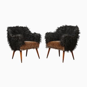 Set of Mid-Century Armchair Fabric Wood and Brass by Nino Zoncada for Cassina, 1960s