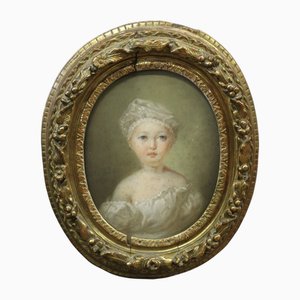 Portrait of a Child, Pastel Drawing, 1827, Framed