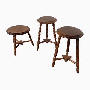 Trio of Tripod Stools, 1950s, Set of 3