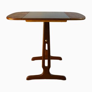 Tavolino Mid-Century ribaltabile in teak e ottone, Scandinavia, anni '50