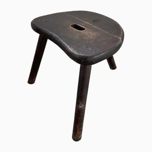 Brutalist Oak Shepherd Tripod Stool, 1950s