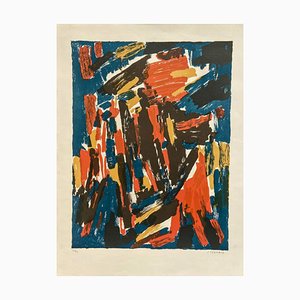 Jacques Germain, Composición abstracta I, Litografía original firmada a mano, 1977