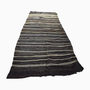 Alfombra Kilim de lana de rayas marrones, años 60