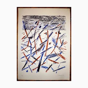 Lithographie Originale Signée à la Main de Jacques Germain, Composition Abstraite II, 1968
