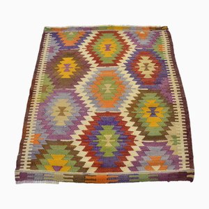 Alfombra Kilim turca de lana hecha a mano, años 60