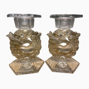 Candelabros Mésanges de R. Lalique, 1943. Juego de 2