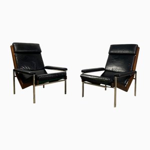 Lotus Armchairs in Rosewood and Leather by Rob Parry for De Ster Gelderland, 1960s, Set of 2