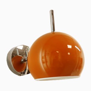 Space Age Adjustable Chrome and Orange Wall Light