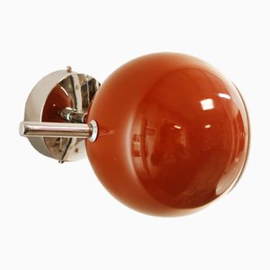 Space Age Adjustable Chrome and Red Wall Light