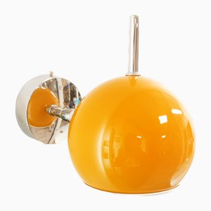 Space Age Adjustable Chrome and Yellow Wall Light