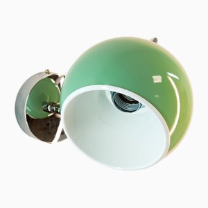 Space Age Adjustable Silver and Aqua Green Wall Light