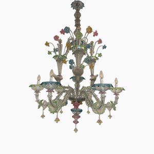 Lámpara de araña italiana moderna con flores de cristal de Murano de Simoeng