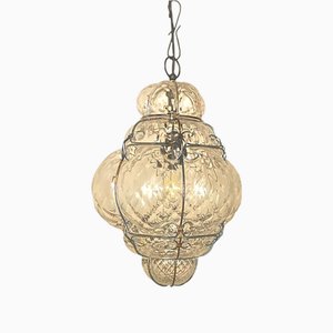 Lámpara colgante estilo italiano de cristal de Murano transparente de Simoeng