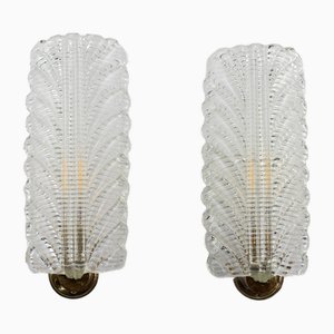 Art Deco Murano Glass Wall Lamps by Barovier & Toso, 1940s, Set of 2