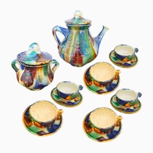 Set da caffè vintage in ceramica colorata di Nijar, Spagna, set di 14