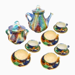 Vintage Spanish Colorful Ceramic Coffee Set by Nijar, Set of 14