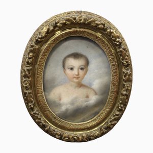 Portrait of a Child, Pastel Drawing, 1820, Framed