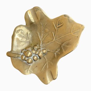 Mid-Century Italian Leaf-Shaped Brass Bowl, 1960s